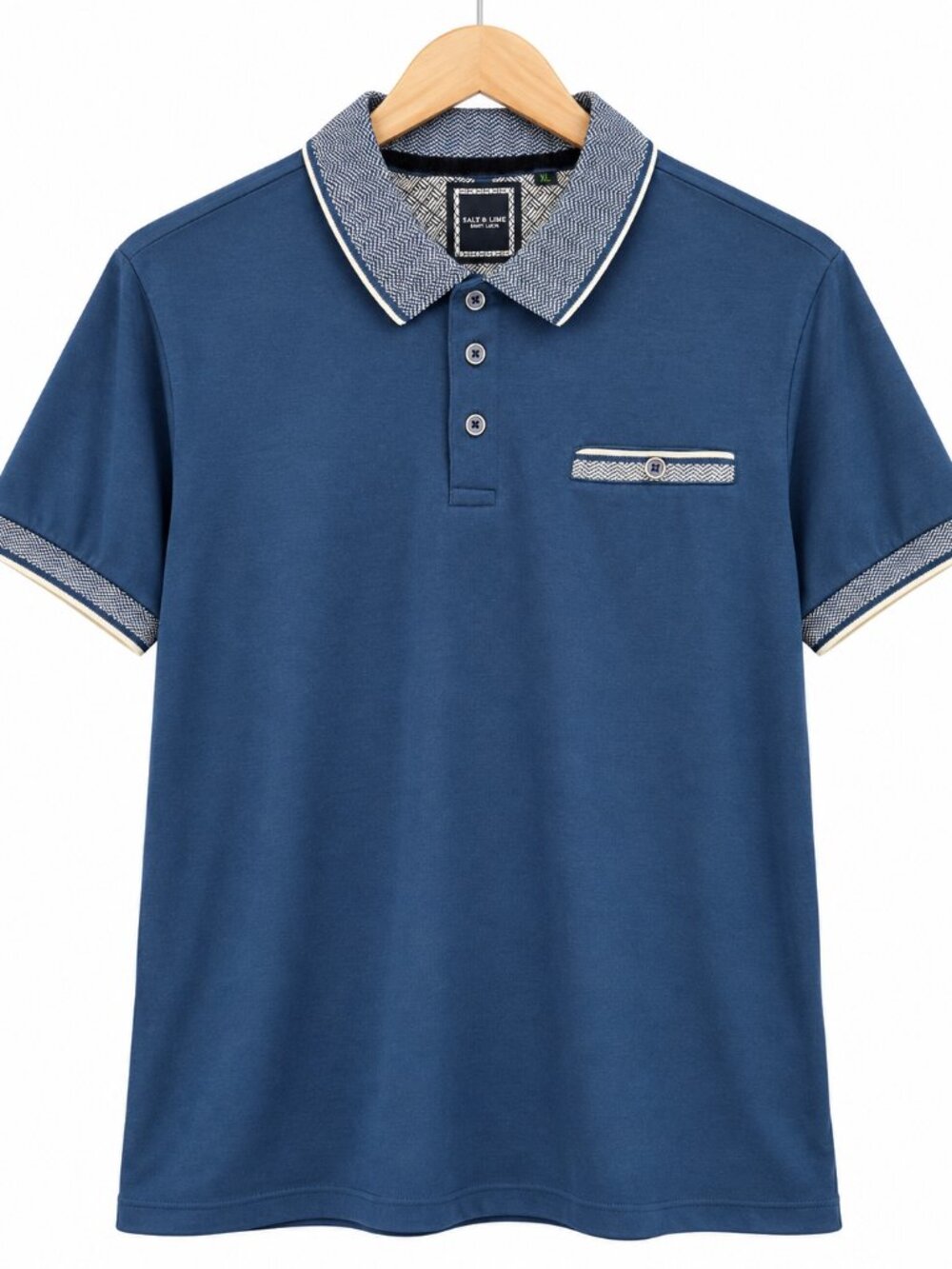 Salt & Lime Dean Polo Men’s XL Navy Contrast Collar Slim Fit